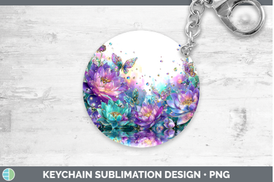 Lotus Keychain Flowers 01 Rainbow Summer Sublimation Keyring