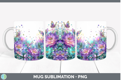 Lotus Mug Wrap Flowers 01 Rainbow Summer Sublimation Coffee