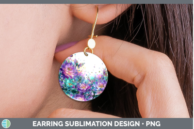 Lotus Round Earrings Flowers 01 Rainbow Summer Sublimation E