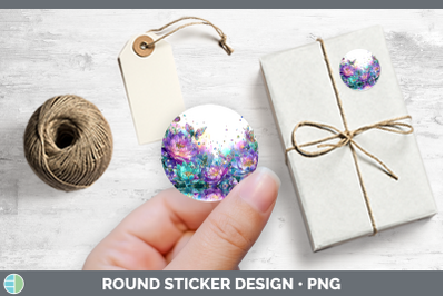 Flowers 01 Rainbow Summer Lotus Stickers | Round Labels Desi
