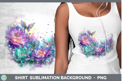 Lotus Shirt Flowers 01 Rainbow Summer Sublimation Background