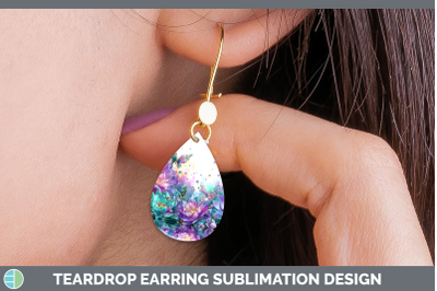 Lotus Teardrop Earrings Flowers 01 Rainbow Summer Sublimatio