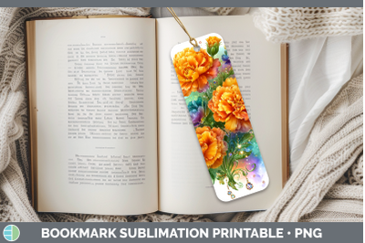 Marigold Bookmark Flowers 01 Rainbow Summer Sublimation Prin