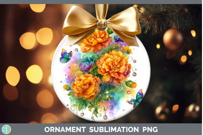 Marigold Ornament Flowers 01 Rainbow Summer Sublimation Baub