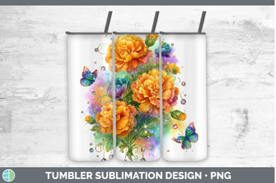 Marigold Tumbler Flowers 01 Rainbow Summer Sublimation 20 oz