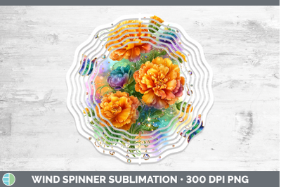 Marigold Wind Spinner Flowers 01 Rainbow Summer Sublimation