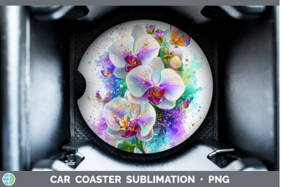 Orchid Car Coaster Flowers 01 Rainbow Summer Sublimation Dri