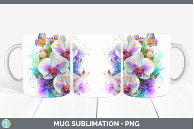 Orchid Mug Wrap Flowers 01 Rainbow Summer Sublimation Coffee