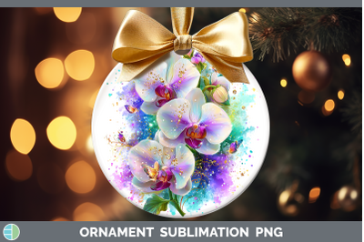 Orchid Ornament Flowers 01 Rainbow Summer Sublimation Bauble