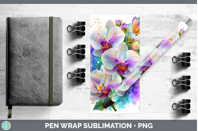 Orchid Pen Wrap Flowers 01 Rainbow Summer Sublimation Pen De
