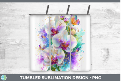 Orchid Tumbler Flowers 01 Rainbow Summer Sublimation 20 oz S
