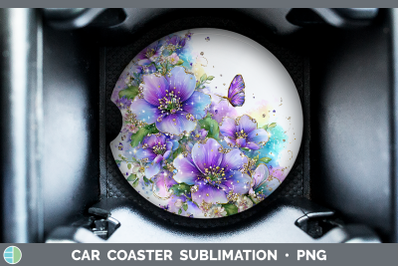 Periwinkle Car Coaster Flowers 01 Rainbow Summer Sublimation
