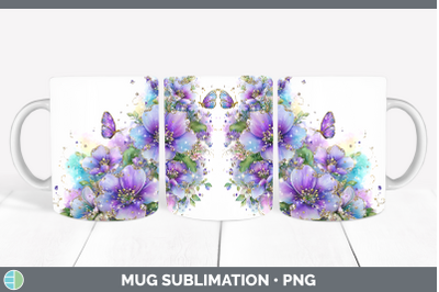 Periwinkle Mug Wrap Flowers 01 Rainbow Summer Sublimation Co