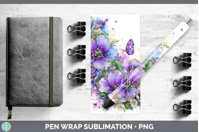 Periwinkle Pen Wrap Flowers 01 Rainbow Summer Sublimation Pe
