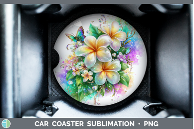 Plumeria Car Coaster Flowers 01 Rainbow Summer Sublimation D