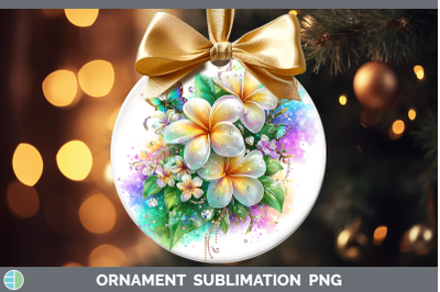 Plumeria Ornament Flowers 01 Rainbow Summer Sublimation Baub