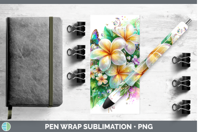 Plumeria Pen Wrap Flowers 01 Rainbow Summer Sublimation Pen