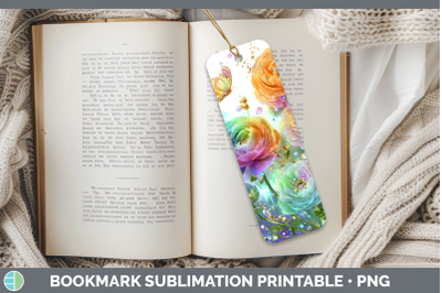Ranunculus Bookmark Flowers 01 Rainbow Summer Sublimation Pr