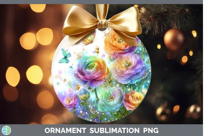 Ranunculus Ornament Flowers 01 Rainbow Summer Sublimation Ba