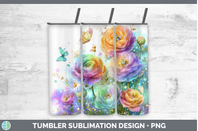 Ranunculus Tumbler Flowers 01 Rainbow Summer Sublimation 20