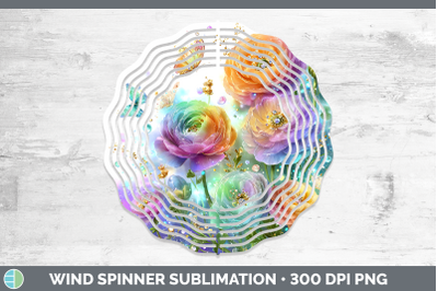 Ranunculus Wind Spinner Flowers 01 Rainbow Summer Sublimatio