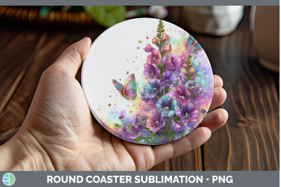 Snapdragon Round Coaster Flowers 01 Rainbow Summer Sublimati