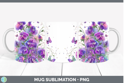 Sweet Pea Mug Wrap Flowers 01 Rainbow Summer Sublimation Cof