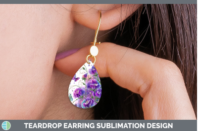Sweet Pea Teardrop Earrings Flowers 01 Rainbow Summer Sublim