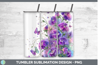 Sweet Pea Tumbler Flowers 01 Rainbow Summer Sublimation 20 o
