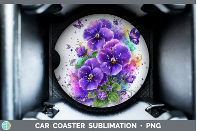 Violet Car Coaster Flowers 01 Rainbow Summer Sublimation Dri