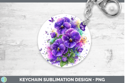 Violet Keychain Flowers 01 Rainbow Summer Sublimation Keyrin