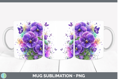 Violet Mug Wrap Flowers 01 Rainbow Summer Sublimation Coffee
