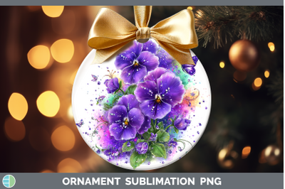 Violet Ornament Flowers 01 Rainbow Summer Sublimation Bauble