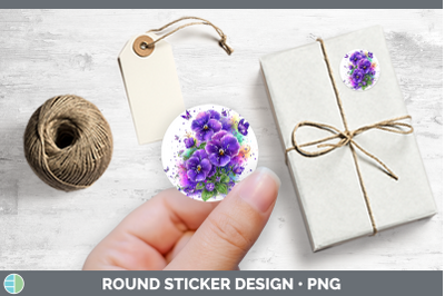 Flowers 01 Rainbow Summer Violet Stickers | Round Labels Des