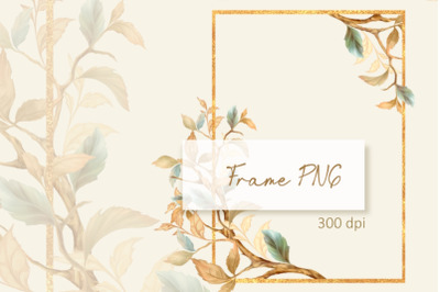 Golden Autumn Frame PNG