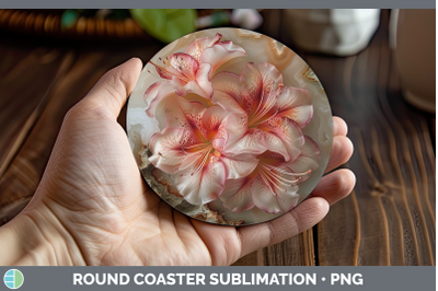 Azalea Round Coaster 3D Agate Flowers Sublimation Coaster De