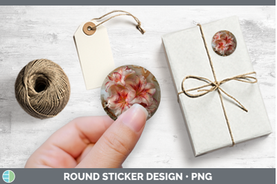 3D Agate Flowers Azalea Stickers | Round Labels Designs