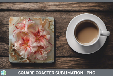 Azalea Square Coaster 3D Agate Flowers Sublimation Drink Mat