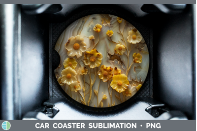 Buttercup Car Coaster 3D Agate Flowers Sublimation Drink Mat