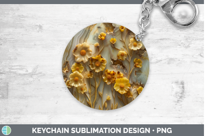 Buttercup Keychain 3D Agate Flowers Sublimation Keyring Desi