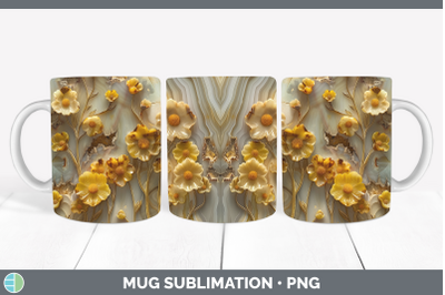 Buttercup Mug Wrap 3D Agate Flowers Sublimation Coffee Cup D