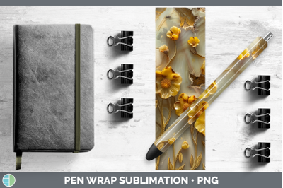Buttercup Pen Wrap 3D Agate Flowers Sublimation Pen Designs