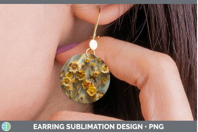 Buttercup Round Earrings 3D Agate Flowers Sublimation Earrin