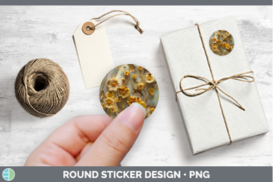 3D Agate Flowers Buttercup Stickers | Round Labels Designs