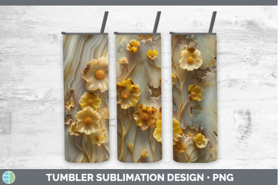 Buttercup Tumbler 3D Agate Flowers Sublimation 20 oz Skinny