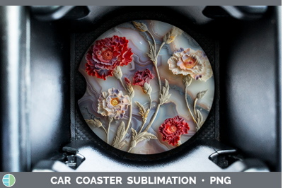 Carnation Car Coaster 3D Agate Flowers Sublimation Drink Mat