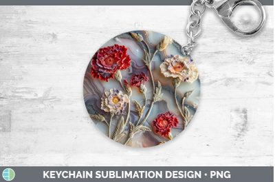 Carnation Keychain 3D Agate Flowers Sublimation Keyring Desi