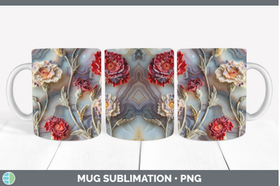 Carnation Mug Wrap 3D Agate Flowers Sublimation Coffee Cup D