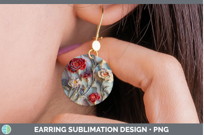 Carnation Round Earrings 3D Agate Flowers Sublimation Earrin