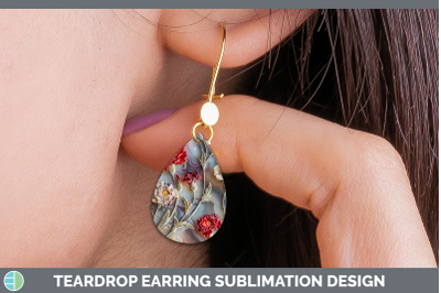 Carnation Teardrop Earrings 3D Agate Flowers Sublimation Ear